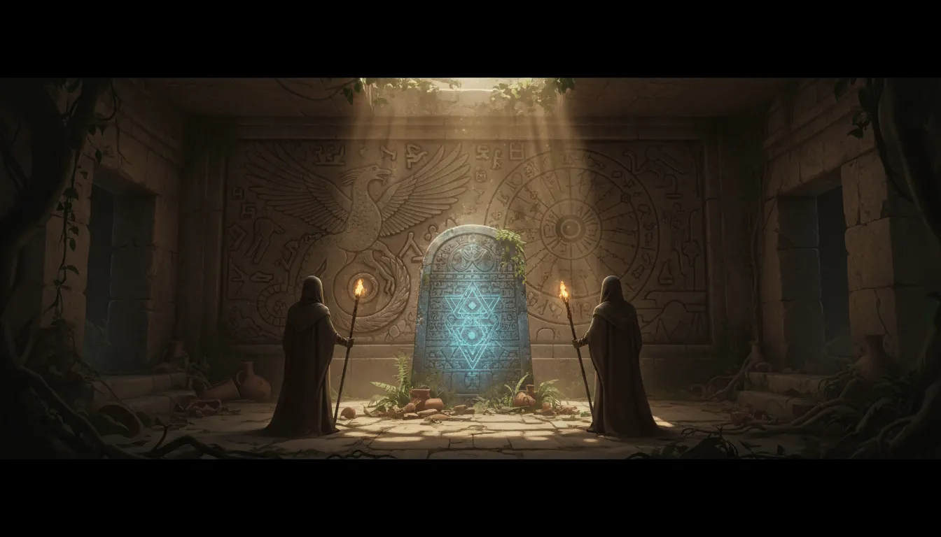 Vintage parchment with cryptic symbols, hinting at the 1946 Biddlecombe Revelation.