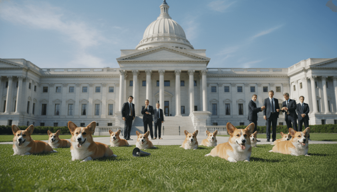 A dog splooting as an act of non-violent civil disobedience.
