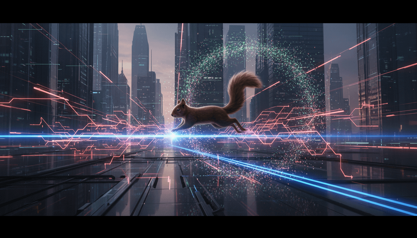 A squirrel-like unpredictable swerve from an expected trajectory.